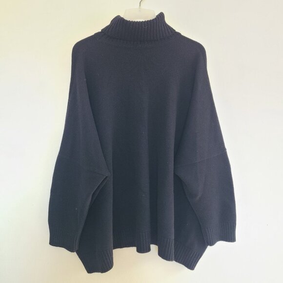 Eskandar Ribbed Cashmere Sweater Funnel Neck Turtleneck Oversized Scotland Black - Picture 1 of 10